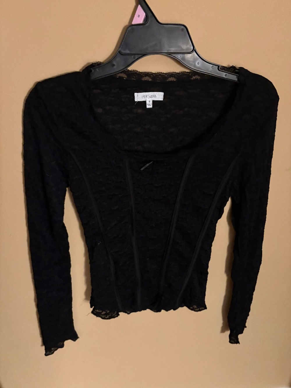 Black lace long sleeve top